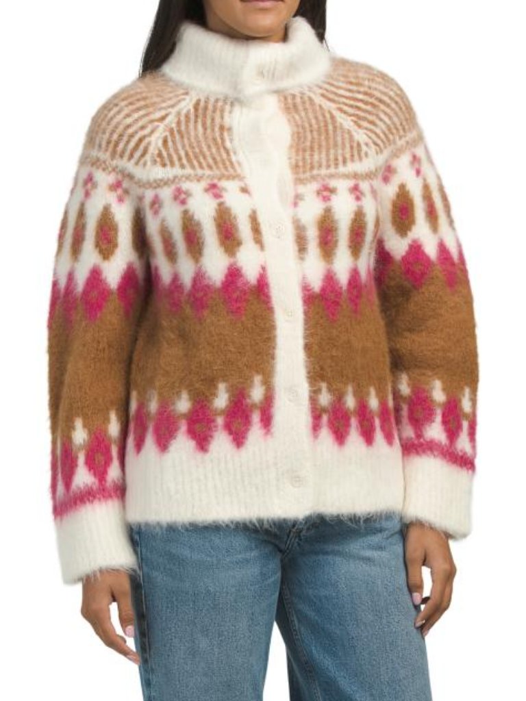 Naadam Italian Luxe Brushed Fair Isle Reversible Cardigan